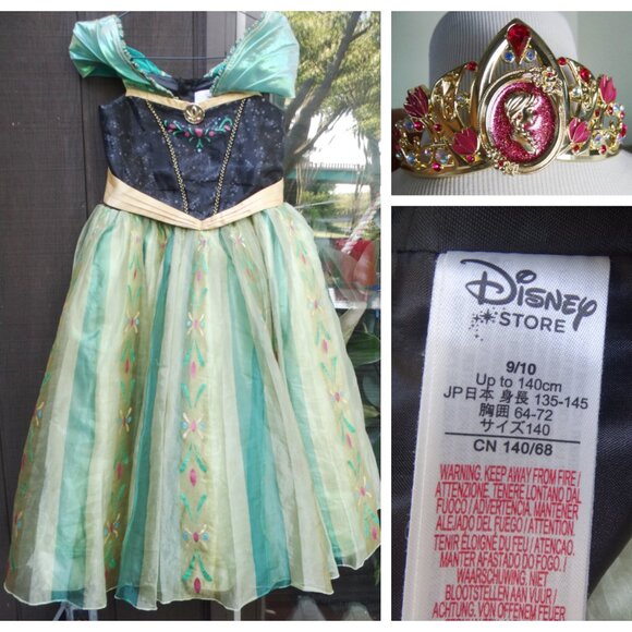 Disney Store Princess Anna Royal Dress Costume Size 9/10 w tiara/crown EUC - Picture 3 of 11
